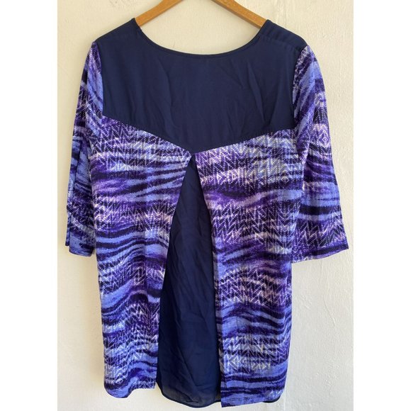 COPY - Catherines Blouse Sizse 0X 14/16W Blue Purple 3/4 Sleeve Layered Zipper … - Picture 7 of 9